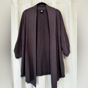 Bobeau Purple Open Front Cardigan Roll-Tab Medium